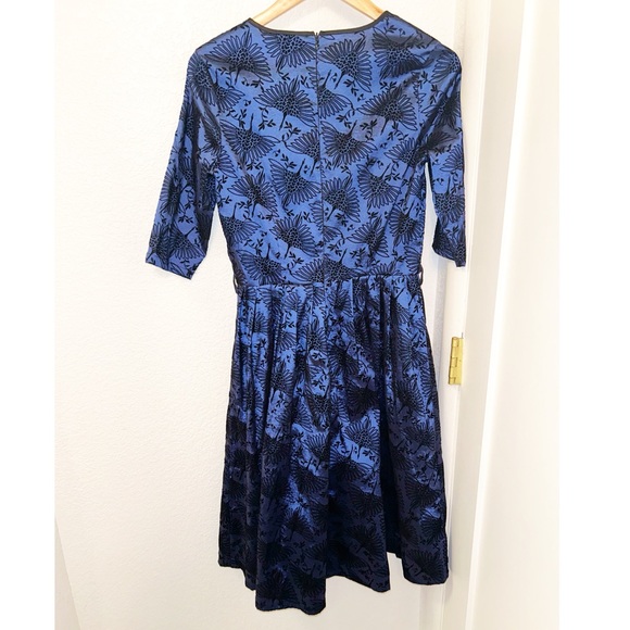 VOODOO VIXEN Paula Swing dress MIDI pleated with keyhole detail BLUE SZ: Medium - Picture 15 of 16